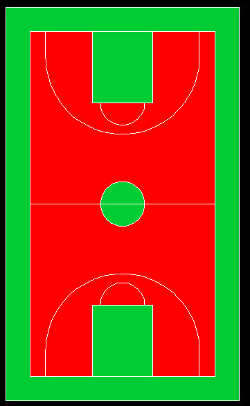 主紅副綠籃球場(chǎng)效果圖